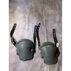 Husky Grey Hard Shell Knee Pads Adjustable Rubber Straps Work Gear Protection